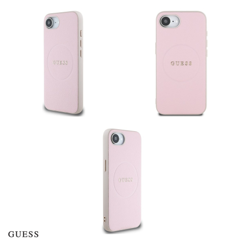 Husa Guess Hc PU Grained Gold Ring pentru iPhone 16e, Carcasa magnetica, Roz [3]