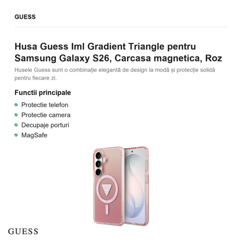 Husa Guess Iml Gradient Triangle pentru Samsung Galaxy S26, Carcasa magnetica, Roz [1]