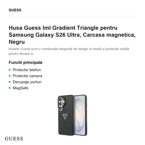 Husa Guess Iml Gradient Triangle pentru Samsung Galaxy S26 Ultra, Carcasa magnetica, Negru [1]
