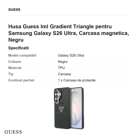 Husa Guess Iml Gradient Triangle pentru Samsung Galaxy S26 Ultra, Carcasa magnetica, Negru [2]