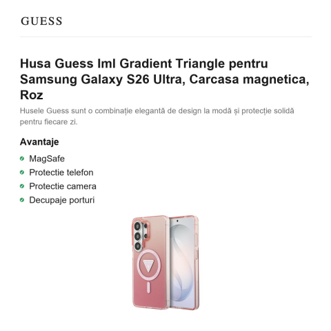 Husa Guess Iml Gradient Triangle pentru Samsung Galaxy S26 Ultra, Carcasa magnetica, Roz [1]