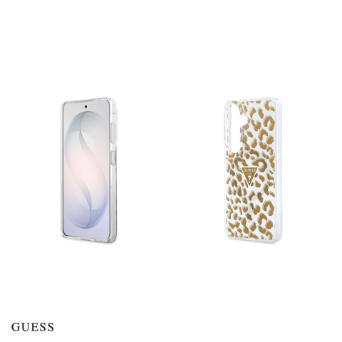 Husa Guess Iml Leopard Print Triangle pentru Samsung Galaxy S26, Carcasa magnetica, Maro [4]