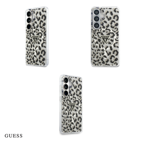 Husa Guess Iml Leopard Print Triangle pentru Samsung Galaxy S26, Carcasa magnetica, Negru [3]