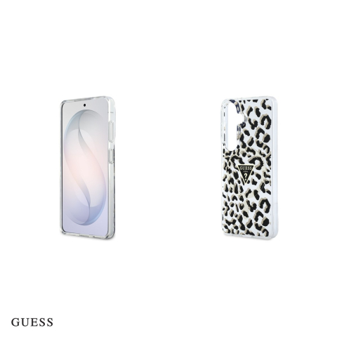 Husa Guess Iml Leopard Print Triangle pentru Samsung Galaxy S26, Carcasa magnetica, Negru [4]
