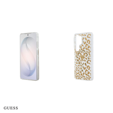 Husa Guess Iml Leopard Print Triangle pentru Samsung Galaxy S26 Ultra, Carcasa magnetica, Maro [4]