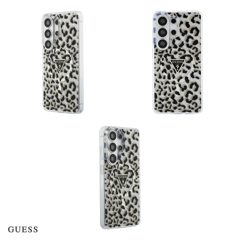 Husa Guess Iml Leopard Print Triangle pentru Samsung Galaxy S26 Ultra, Carcasa magnetica, Negru [3]