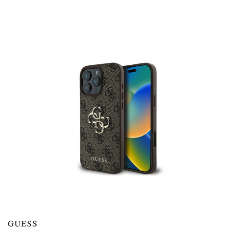Huse si protectii pentru iPhone 16 Pro - Husa Guess Logo pentru iPhone 16 Pro, Carcasa, Maro