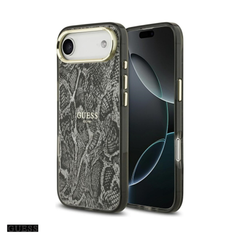 Huse telefoane - Husa Guess Python Pattern pentru iPhone 17 Air, Carcasa magnetica, Negru