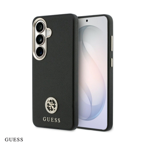 Huse si protectii pentru Samsung Galaxy S26 - Husa Guess Rhinestone Round Logo pentru Samsung Galaxy S26, Carcasa magnetica, Negru
