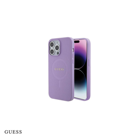 Huse si protectii smartphone - Husa Guess Saffiano pentru iPhone 15 Pro Max, Carcasa magnetica, Mov