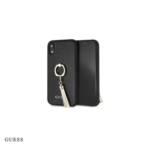 Husa Guess Saffiano ring stand pentru iPhone XR, Carcasa, Negru [0]