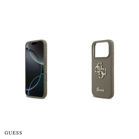 Husa Guess Silicone Big 4g Script pentru iPhone 17 Pro, Carcasa, Maro [4]