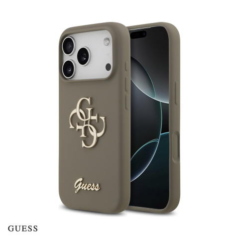 Huse si protectii smartphone - Husa Guess Silicone Big 4g Script pentru iPhone 17 Pro, Carcasa, Maro