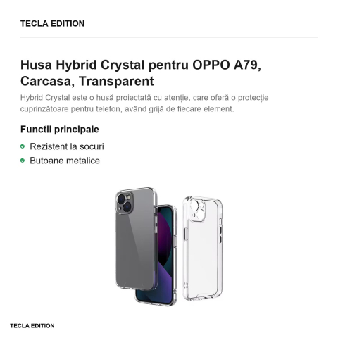 Husa Hybrid Crystal pentru OPPO A79, Carcasa, Transparent [1]