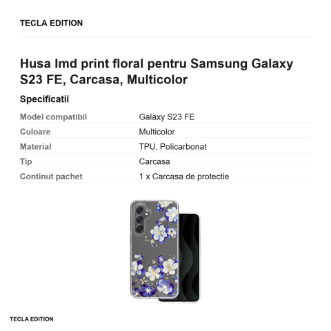 Husa Imd print floral pentru Samsung Galaxy S23 FE, Carcasa, Multicolor [2]