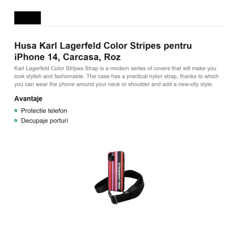 Husa Karl Lagerfeld Color Stripes pentru iPhone 14, Carcasa, Roz [1]