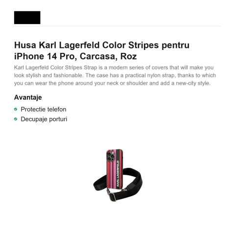 Husa Karl Lagerfeld Color Stripes pentru iPhone 14 Pro, Carcasa, Roz [1]