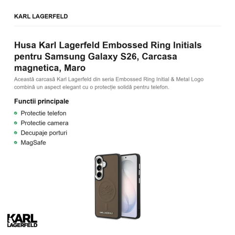 Husa Karl Lagerfeld Embossed Ring Initials pentru Samsung Galaxy S26, Carcasa magnetica, Maro [1]