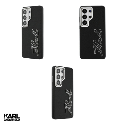 Husa Karl Lagerfeld Grained Signature Metal pentru Samsung Galaxy S26 Ultra, Carcasa magnetica, Negru [3]