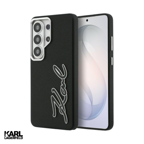 Huse si protectii pentru Samsung Galaxy S26 Ultra - Husa Karl Lagerfeld Grained Signature Metal pentru Samsung Galaxy S26 Ultra, Carcasa magnetica, Negru