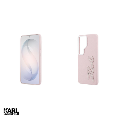 Husa Karl Lagerfeld Grained Signature Metal pentru Samsung Galaxy S26 Ultra, Carcasa magnetica, Roz [4]