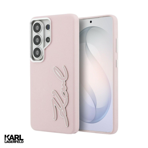 Huse si protectii smartphone - Husa Karl Lagerfeld Grained Signature Metal pentru Samsung Galaxy S26 Ultra, Carcasa magnetica, Roz