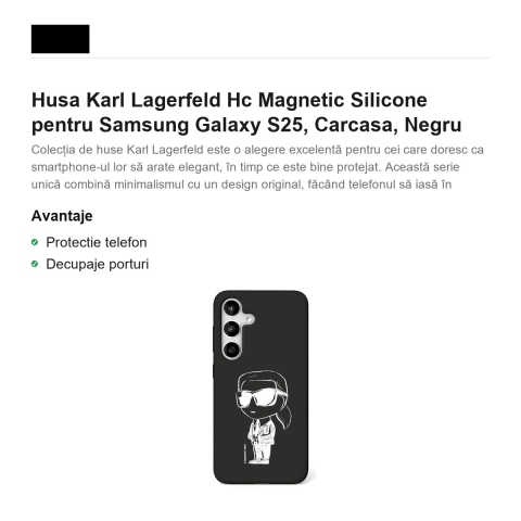 Husa Karl Lagerfeld Hc Magnetic Silicone pentru Samsung Galaxy S25, Carcasa, Negru [1]