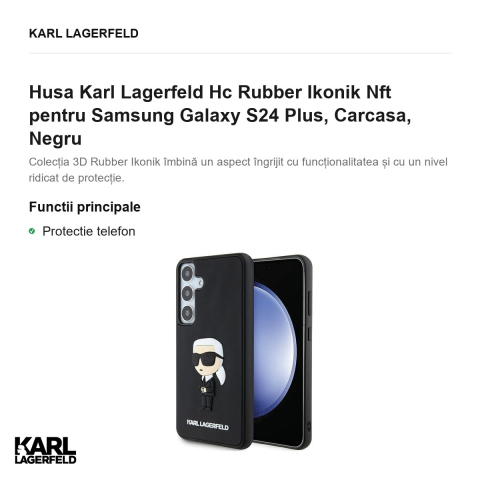 Husa Karl Lagerfeld Hc Rubber Ikonik Nft pentru Samsung Galaxy S24 Plus, Carcasa, Negru [1]