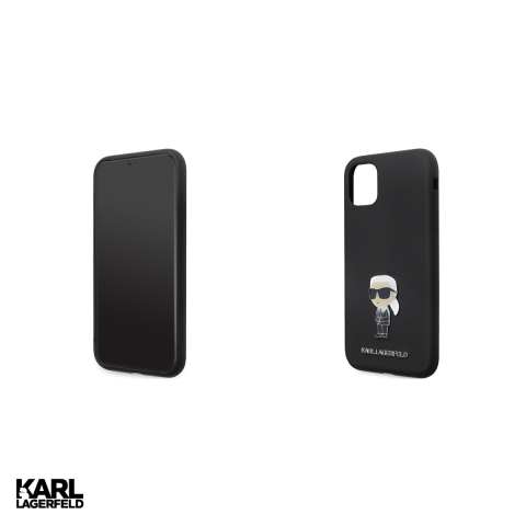 Husa Karl Lagerfeld Hc Silicone Ikonik Metal pentru iPhone 11, Carcasa, Negru [4]