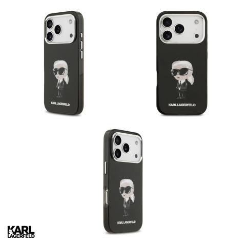 Husa Karl Lagerfeld Iml Aquarelle Karl & Logo pentru iPhone 17 Pro, Carcasa magnetica, Negru [3]