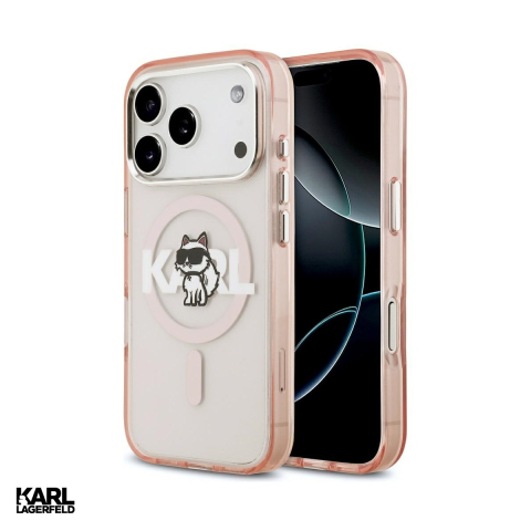 Huse telefoane - Husa Karl Lagerfeld Iml Choupette Sketch Logo pentru iPhone 17 Pro, Carcasa magnetica, Roz