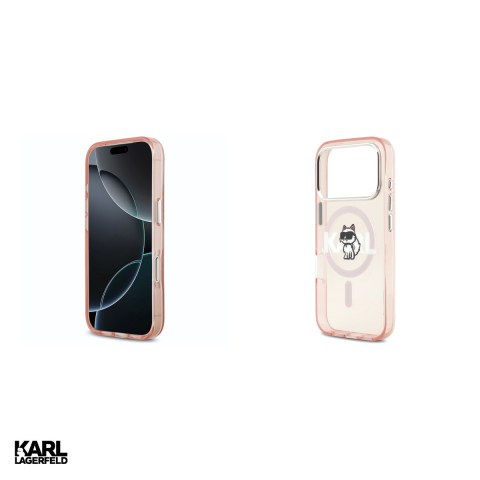 Husa Karl Lagerfeld Iml Choupette Sketch Logo pentru iPhone 17 Pro, Carcasa magnetica, Roz [4]