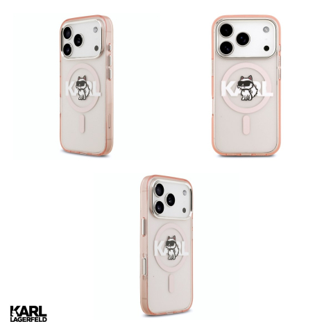 Husa Karl Lagerfeld Iml Choupette Sketch Logo pentru iPhone 17 Pro, Carcasa magnetica, Roz [3]