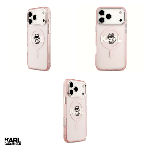 Husa Karl Lagerfeld Iml Choupette Sketch Logo pentru iPhone 17 Pro Max, Carcasa magnetica, Roz [3]