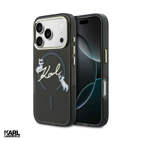 Huse telefoane - Husa Karl Lagerfeld Iml Choupettes Karl pentru iPhone 17 Pro, Carcasa magnetica, Negru