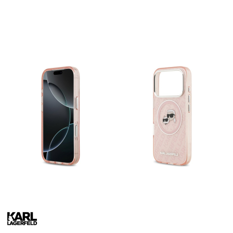 Husa Karl Lagerfeld Iml glitter metal camera pentru iPhone 17 Pro, Carcasa magnetica, Roz [4]