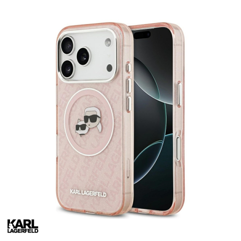 Huse si protectii smartphone - Husa Karl Lagerfeld Iml glitter metal camera pentru iPhone 17 Pro, Carcasa magnetica, Roz
