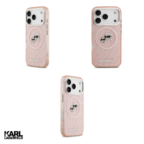 Husa Karl Lagerfeld Iml glitter metal camera pentru iPhone 17 Pro, Carcasa magnetica, Roz [3]