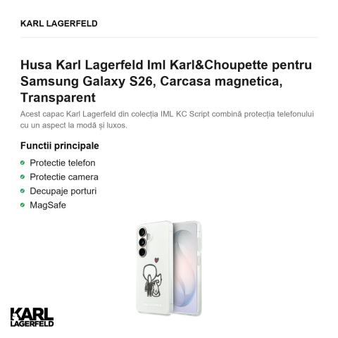 Husa Karl Lagerfeld Iml Karl&Choupette pentru Samsung Galaxy S26, Carcasa magnetica, Transparent [1]