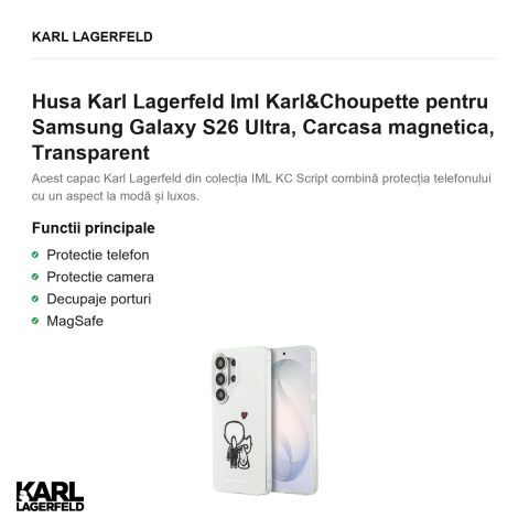 Husa Karl Lagerfeld Iml Karl&Choupette pentru Samsung Galaxy S26 Ultra, Carcasa magnetica, Transparent [1]