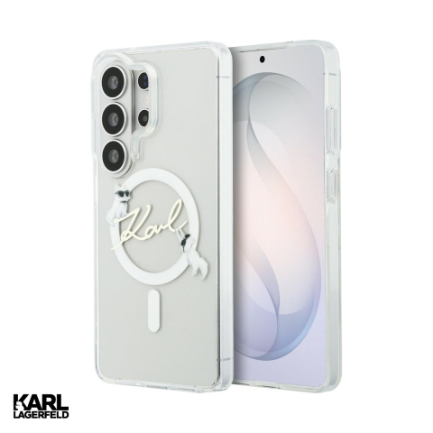 Huse si protectii pentru Samsung Galaxy S26 Ultra - Husa Karl Lagerfeld Iml Kc Script pentru Samsung Galaxy S26 Ultra, Carcasa magnetica, Transparent
