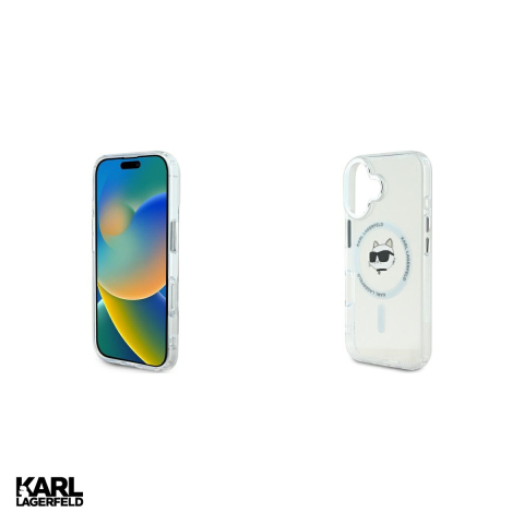 Husa Karl Lagerfeld Iml Metal Choupette pentru iPhone 16, Carcasa magnetica, Alb [4]