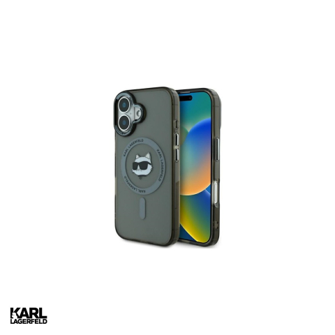 Huse telefoane - Husa Karl Lagerfeld Iml Metal Choupette pentru iPhone 16, Carcasa magnetica, Negru