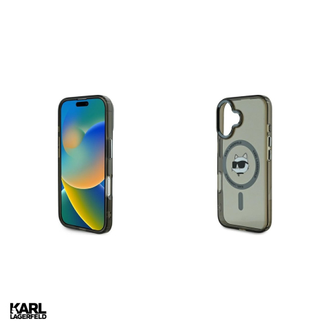 Husa Karl Lagerfeld Iml Metal Choupette pentru iPhone 16, Carcasa magnetica, Negru [4]