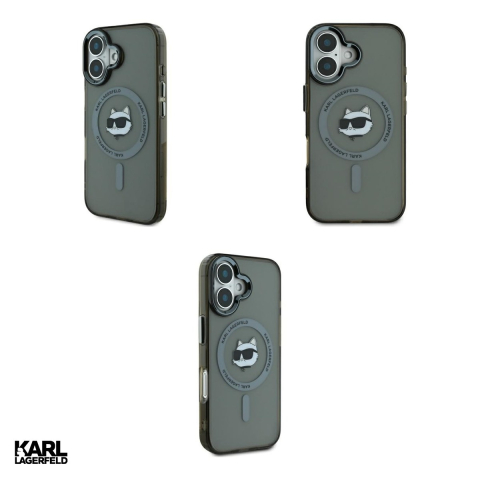 Husa Karl Lagerfeld Iml Metal Choupette pentru iPhone 16, Carcasa magnetica, Negru [3]