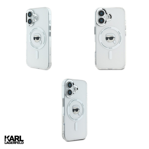 Husa Karl Lagerfeld Iml Metal Karl Head pentru iPhone 16, Carcasa magnetica, Alb [3]