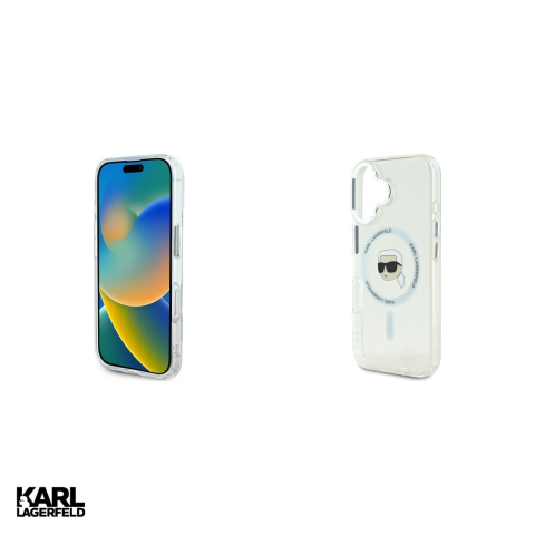 Husa Karl Lagerfeld Iml Metal Karl Head pentru iPhone 16, Carcasa magnetica, Alb [4]