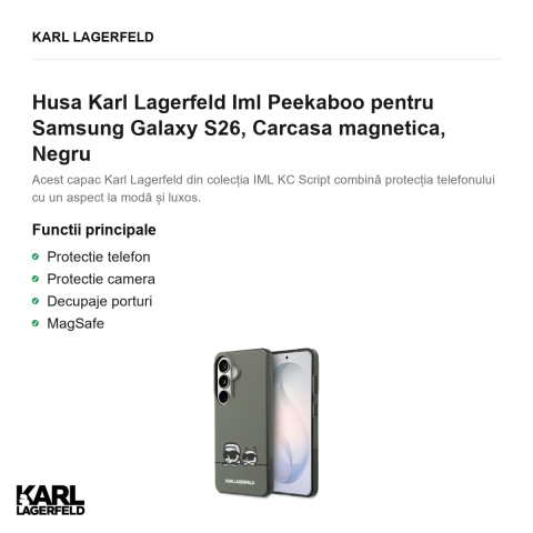 Husa Karl Lagerfeld Iml Peekaboo pentru Samsung Galaxy S26, Carcasa magnetica, Negru [1]