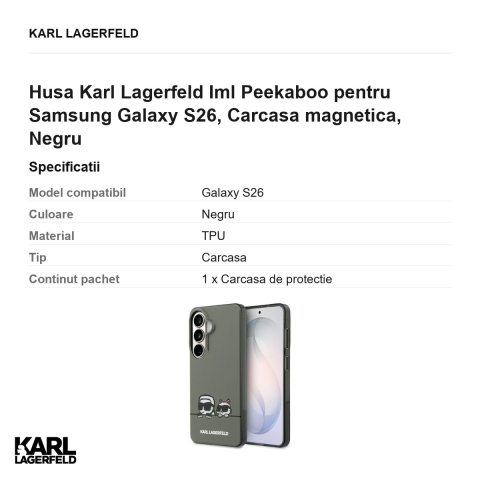 Husa Karl Lagerfeld Iml Peekaboo pentru Samsung Galaxy S26, Carcasa magnetica, Negru [2]