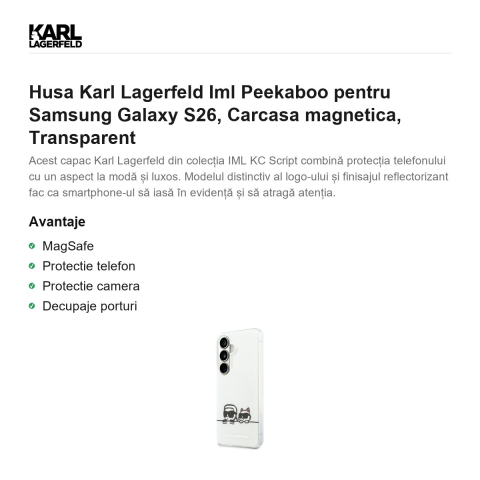 Husa Karl Lagerfeld Iml Peekaboo pentru Samsung Galaxy S26, Carcasa magnetica, Transparent [1]
